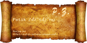 Petik Zétény névjegykártya